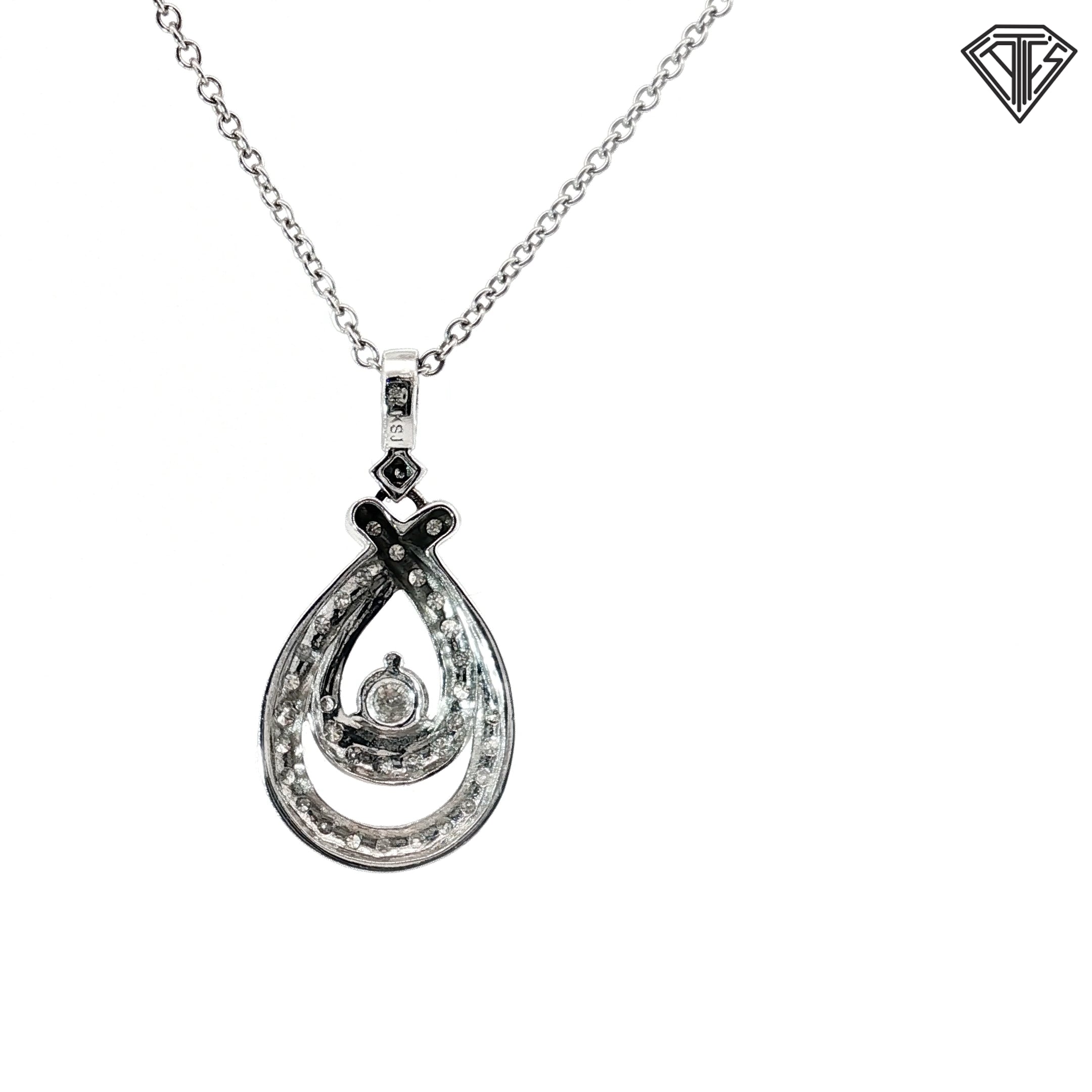 14k White Gold .50ct G VS2 Round Diamond Ribbon Pendant