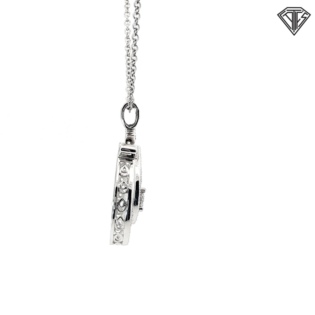 14k White Gold .50ct G VS2 Round Diamond Ribbon Pendant