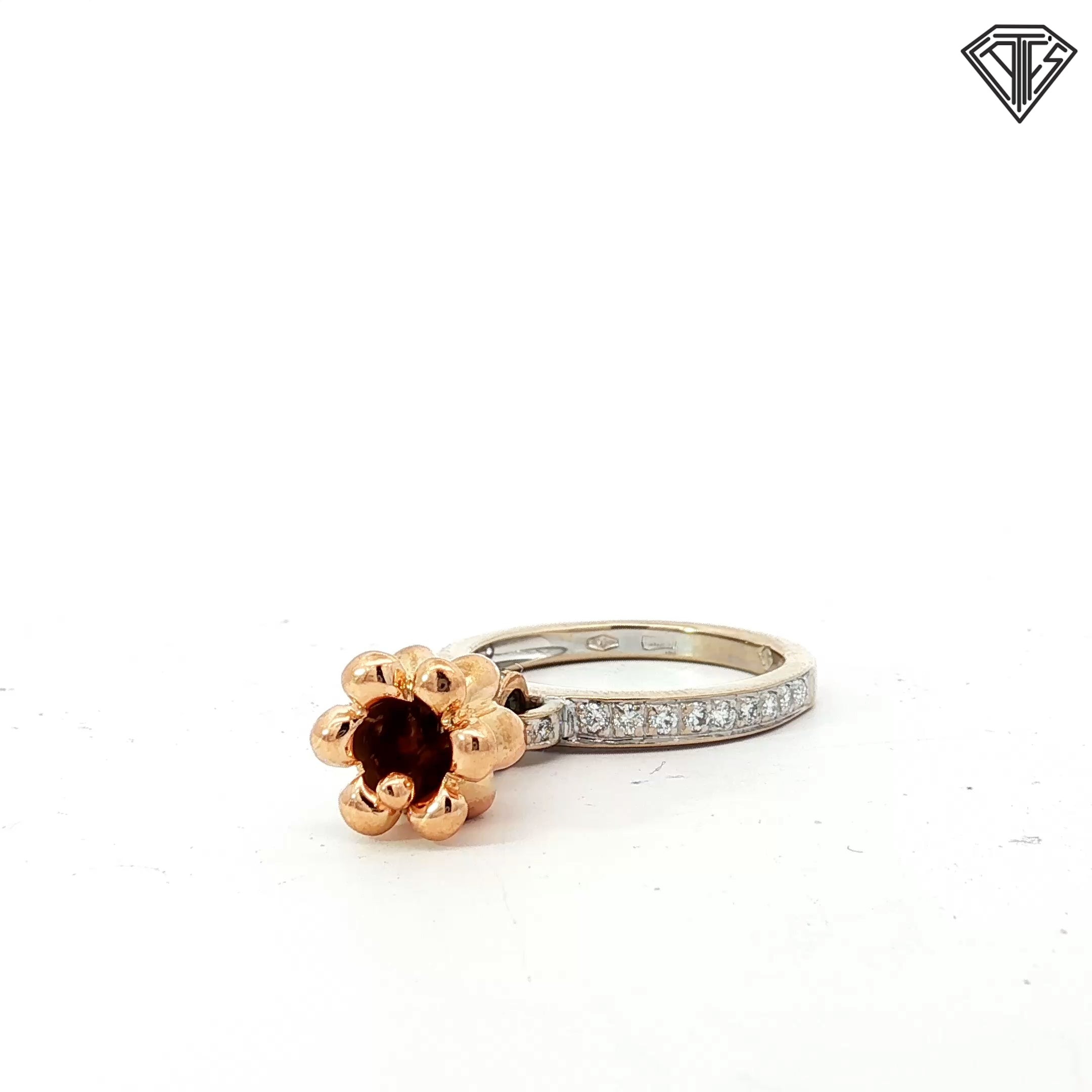 18k White Gold Yellow / Rose Gold .50ct F VS2 Round Diamond Dangle Tulip Ring Size 7