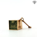 14k Yellow Gold Vintage Mad Monel Emergency Folded $1.00 Bill Pendant Tall 7/8" (21.5mm) Wide 21/32 (16.5mm)