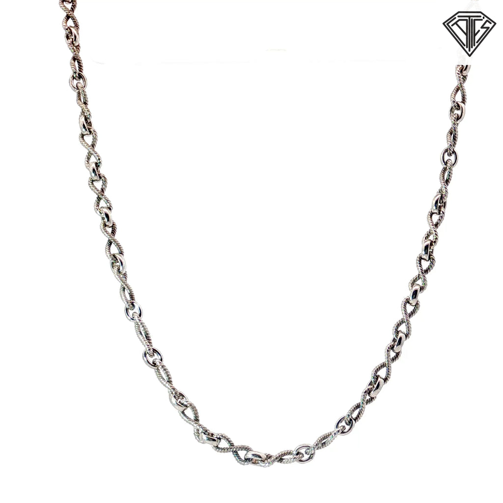 14k White Gold Braided Infinity Fancy Link 20"inch  11.5 gram