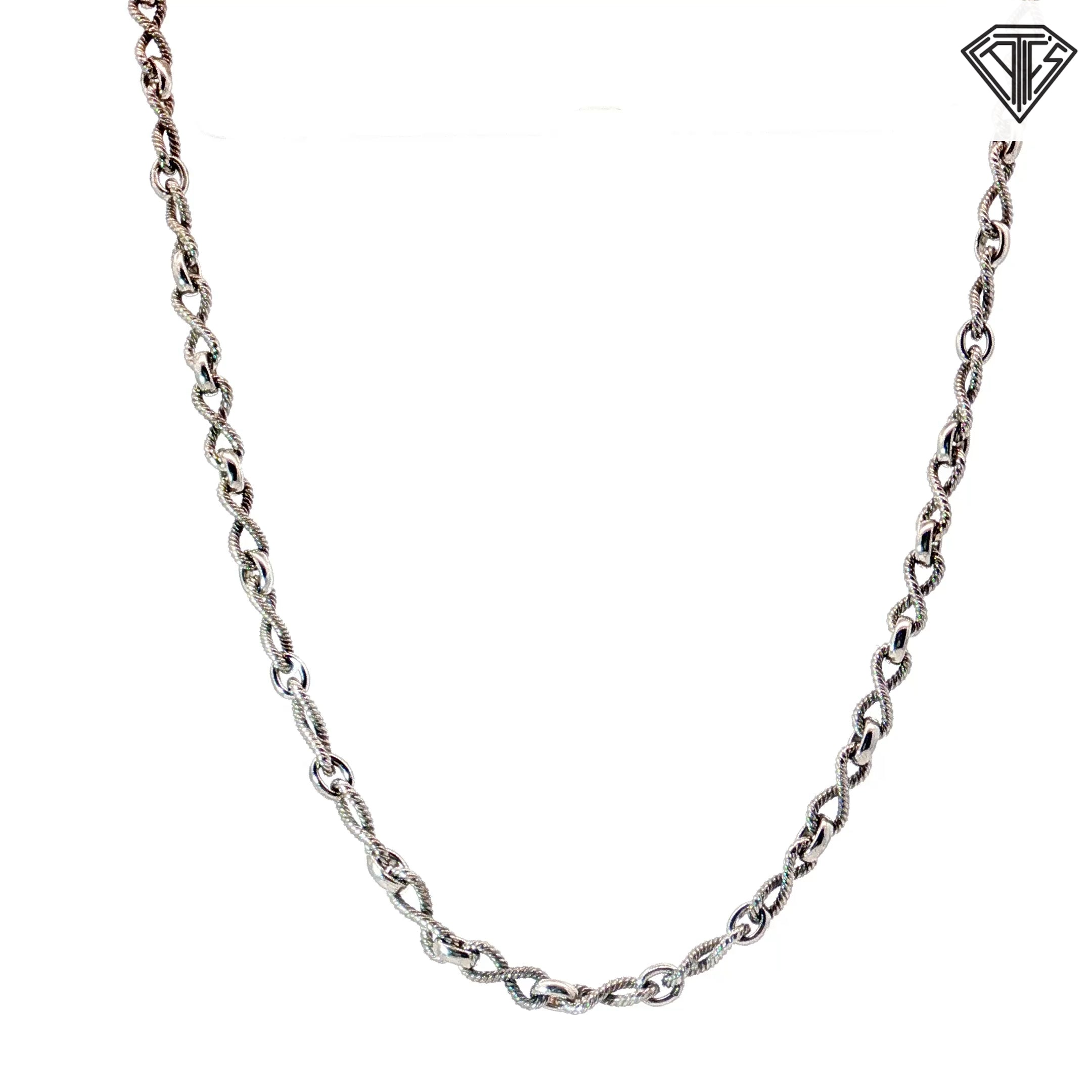 14k White Gold Braided Infinity Fancy Link 20"inch  11.5 gram