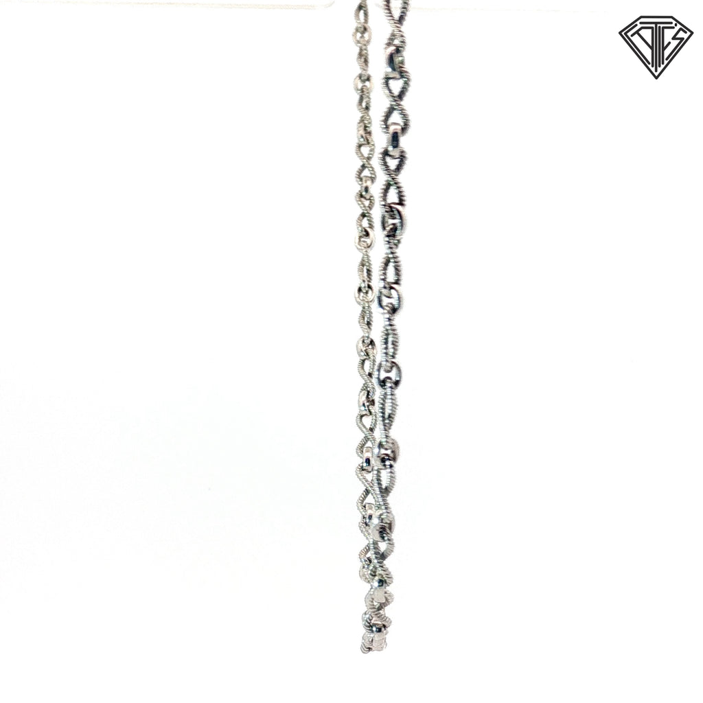 14k White Gold Braided Infinity Fancy Link 20"inch  11.5 gram