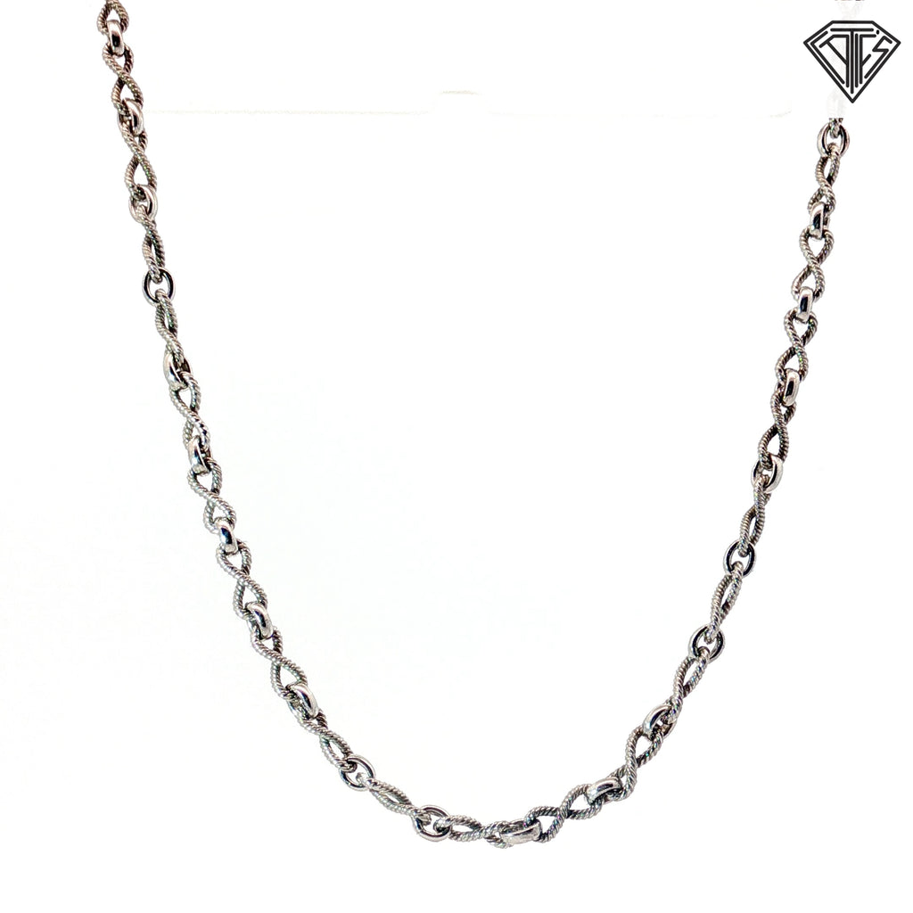 14k White Gold Braided Infinity Fancy Link 20"inch  11.5 gram