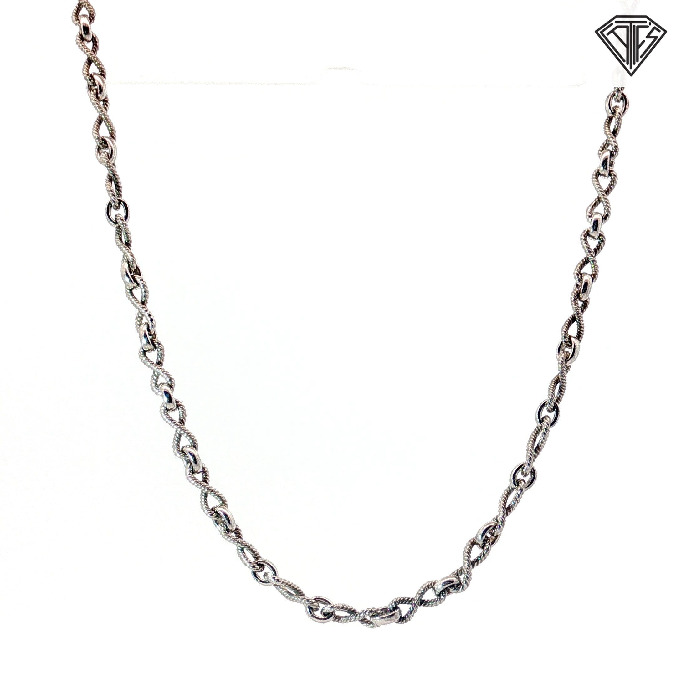 14k White Gold Braided Infinity Fancy Link 20"inch  11.5 gram