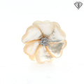 18k White Gold 1.00ct F SI1 Round Diamond (6) Mother of Pearl Heart Pedal Flower Pendant /Pin / Brooch / 44 gram
