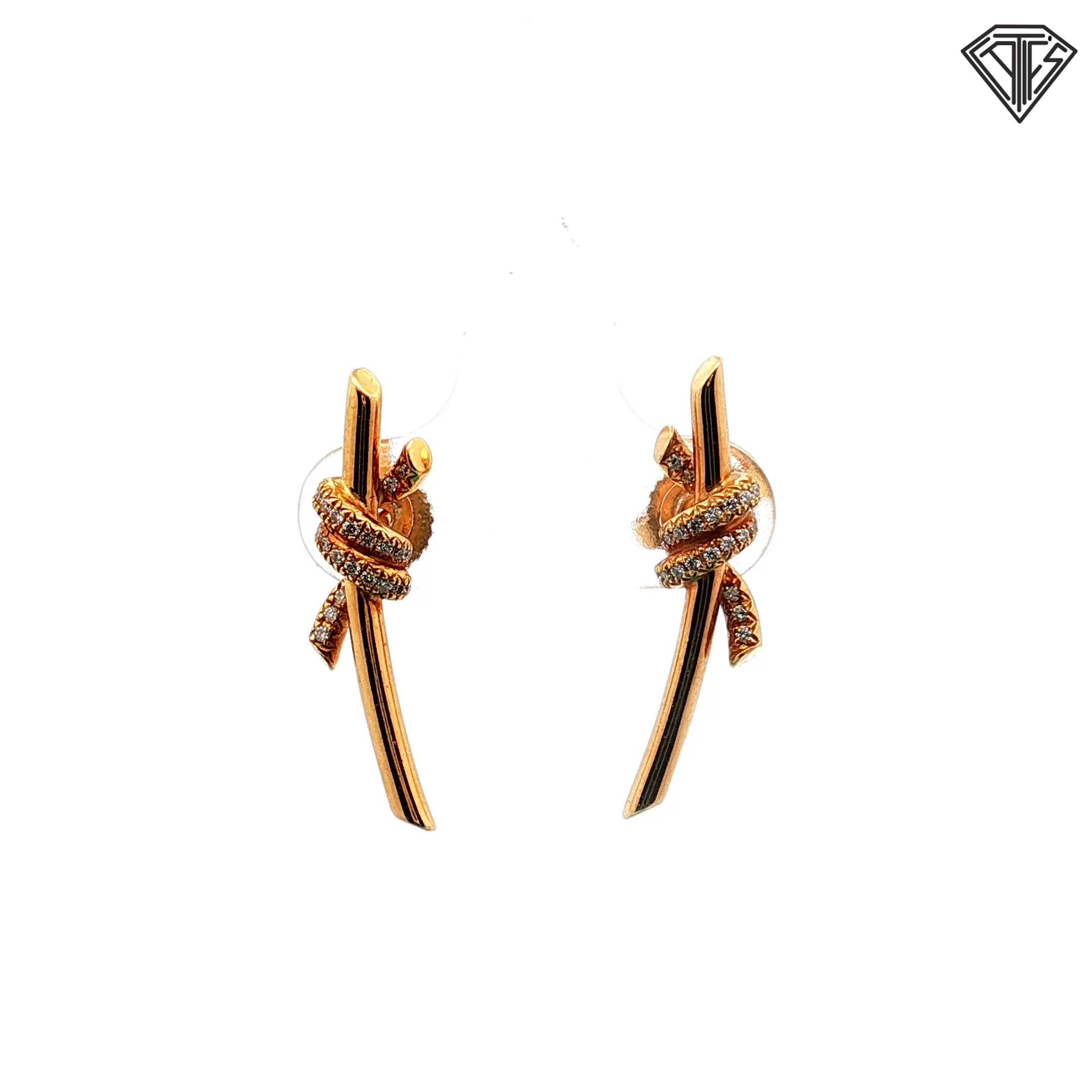Pre-Loved Tiffany & Co. Knot With Diamond Earrings $4500 Retail with Box