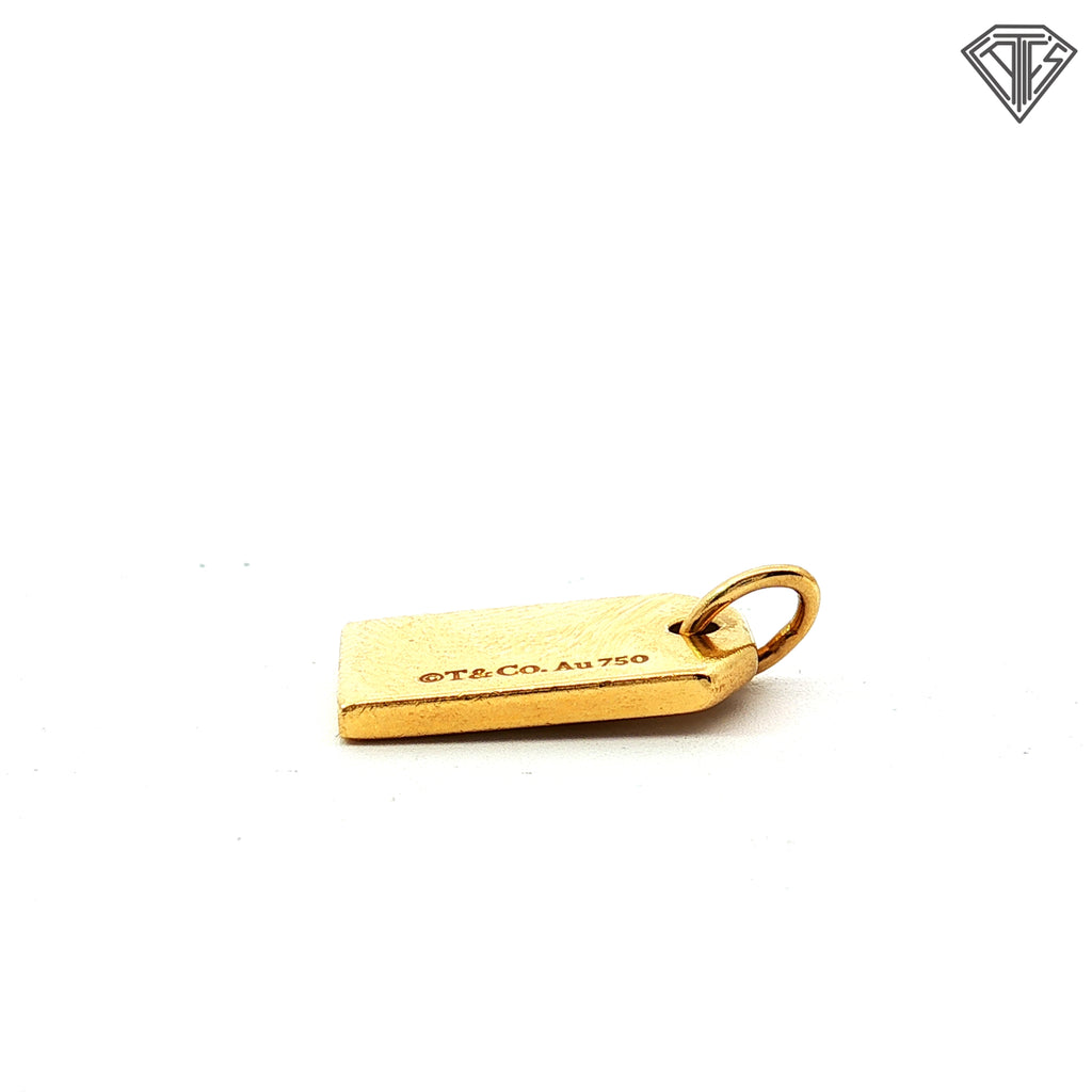 Pre-Loved Tiffany & Co. 18k Yellow Gold Initial A Round Diamond Mini Tag Charm 2.2 gram