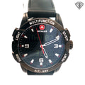 Pre-Owned Wenger Normad Watch /Led / Analog Digital / 43mm/ Stainless Steel/ Black Rubber Band/ Compass / Water Resistant/ Alarm