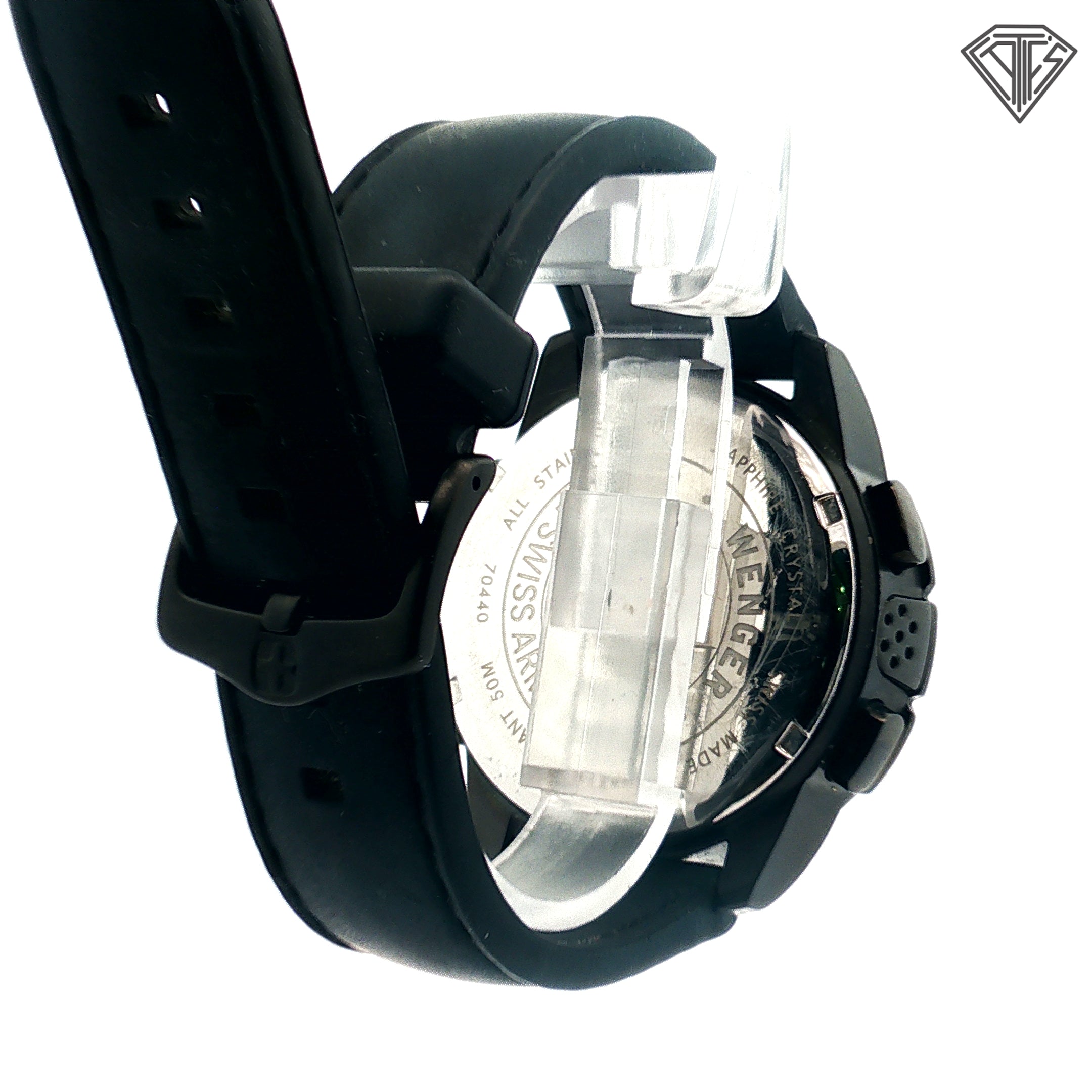 Pre-Owned Wenger Normad Watch /Led / Analog Digital / 43mm/ Stainless Steel/ Black Rubber Band/ Compass / Water Resistant/ Alarm