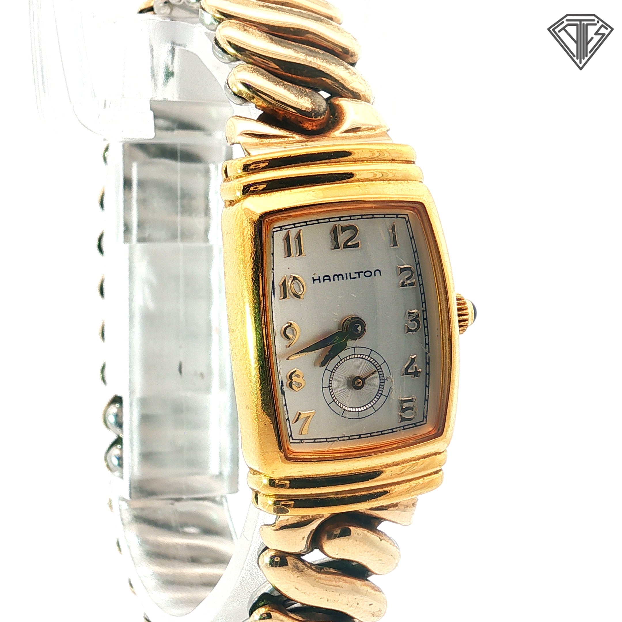 Pre-Owned Vintage Hamilton Benton Stretchy Bracelet Watch 22mm x 25mm