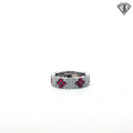 18k White Gold .93ct E/F VS1-VVS Round Diamond / .58ct Round Ruby Band  Size 7 Design By Roberto Coin  "Love in Verona "  5.8 gram