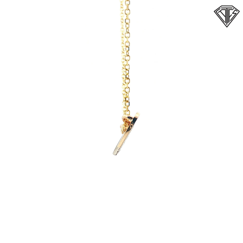14k Tri-Color .35ct G VS2 Round Diamond Pave Heart Necklace 18"inch