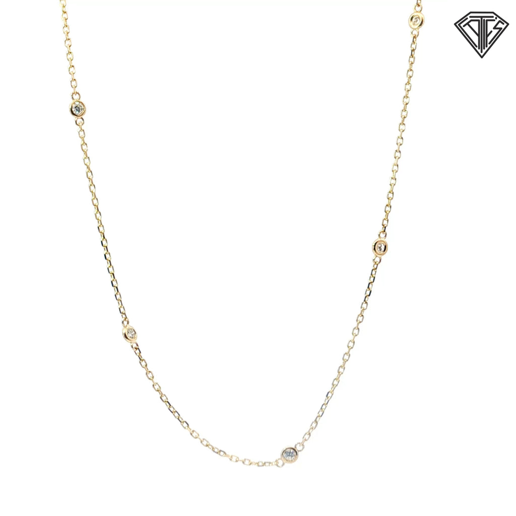 14k Yellow Gold .25ct G VS2 Round Diamond By the Yard Necklace 18"inch