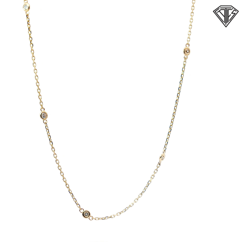 14k Yellow Gold .25ct G VS2 Round Diamond By the Yard Necklace 18"inch