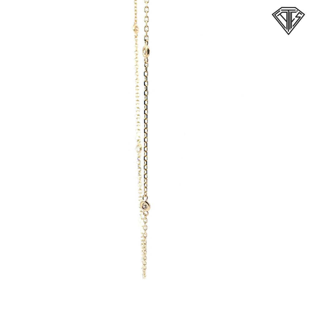 14k Yellow Gold .25ct G VS2 Round Diamond By the Yard Necklace 18"inch