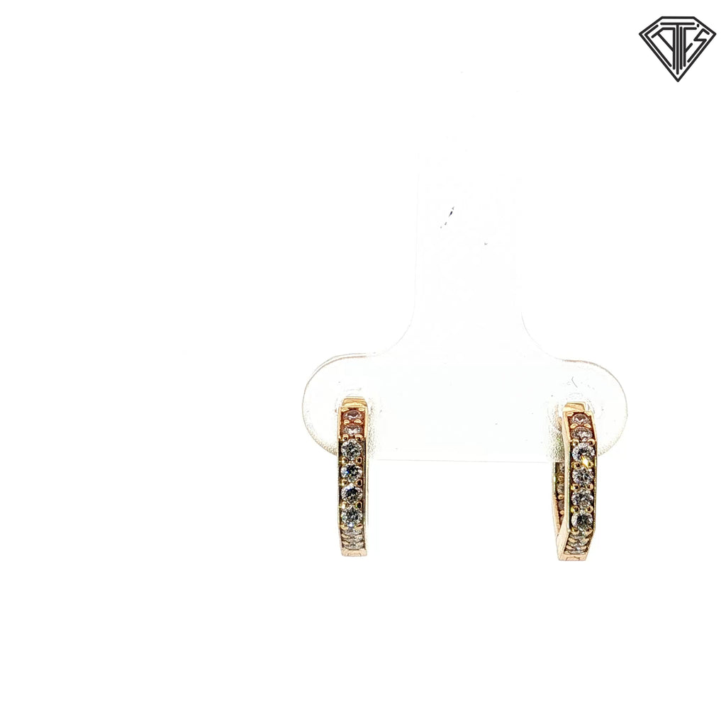 14k Yellow Gold .40ct G SI1 Round Diamond Geometric Huggie Earrings