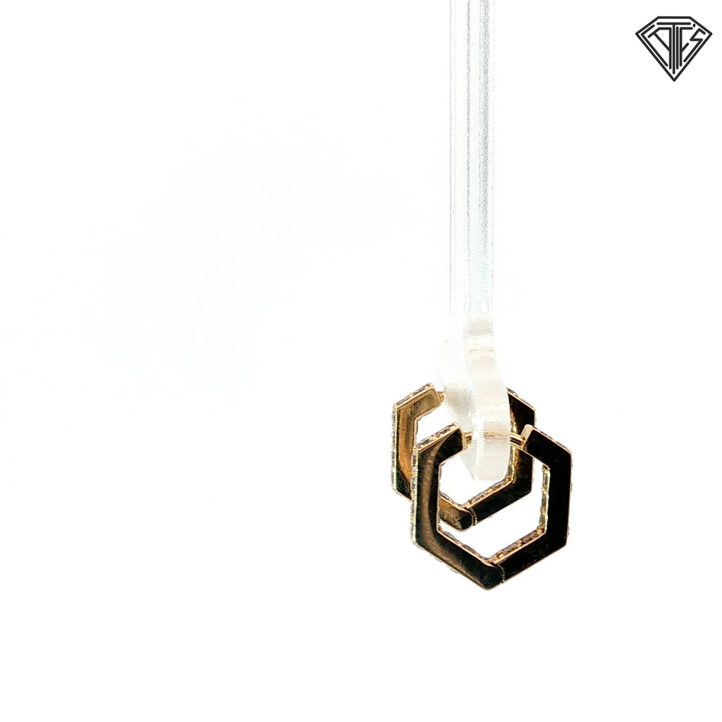 14k Yellow Gold .40ct G SI1 Round Diamond Geometric Huggie Earrings