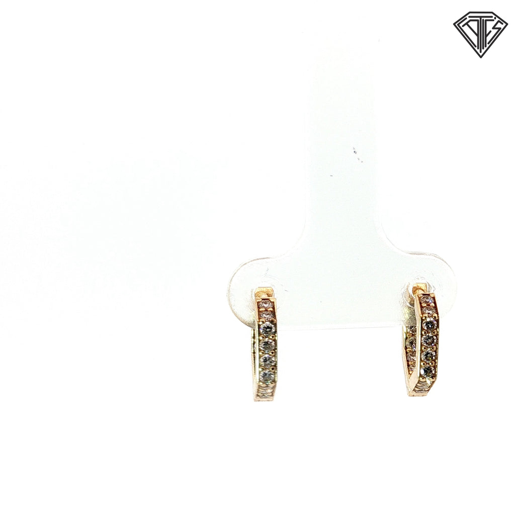 14k Yellow Gold .40ct G SI1 Round Diamond Geometric Huggie Earrings
