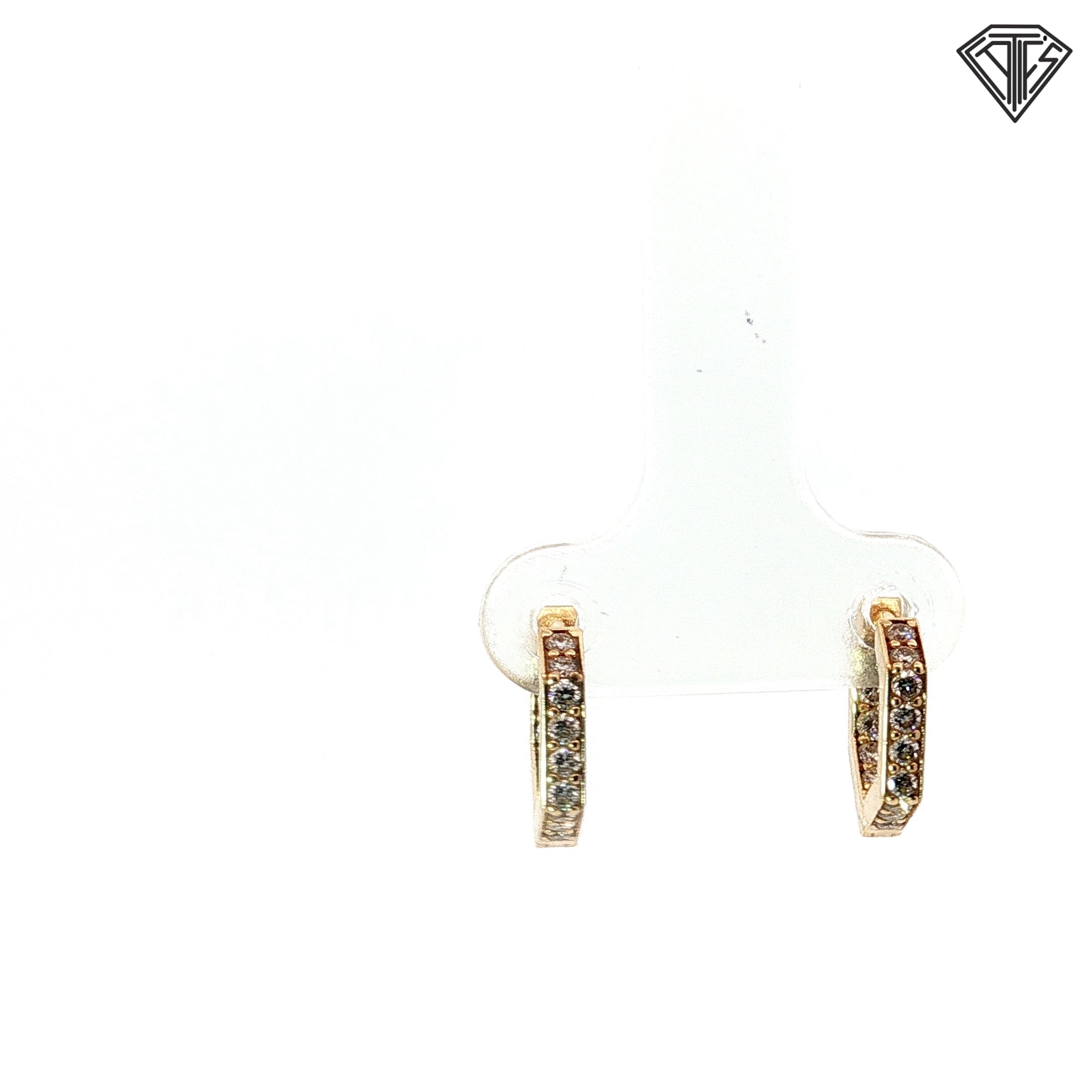 14k Yellow Gold .40ct G SI1 Round Diamond Geometric Huggie Earrings