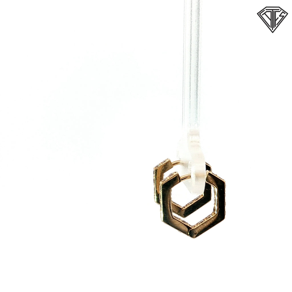 14k Yellow Gold .40ct G SI1 Round Diamond Geometric Huggie Earrings