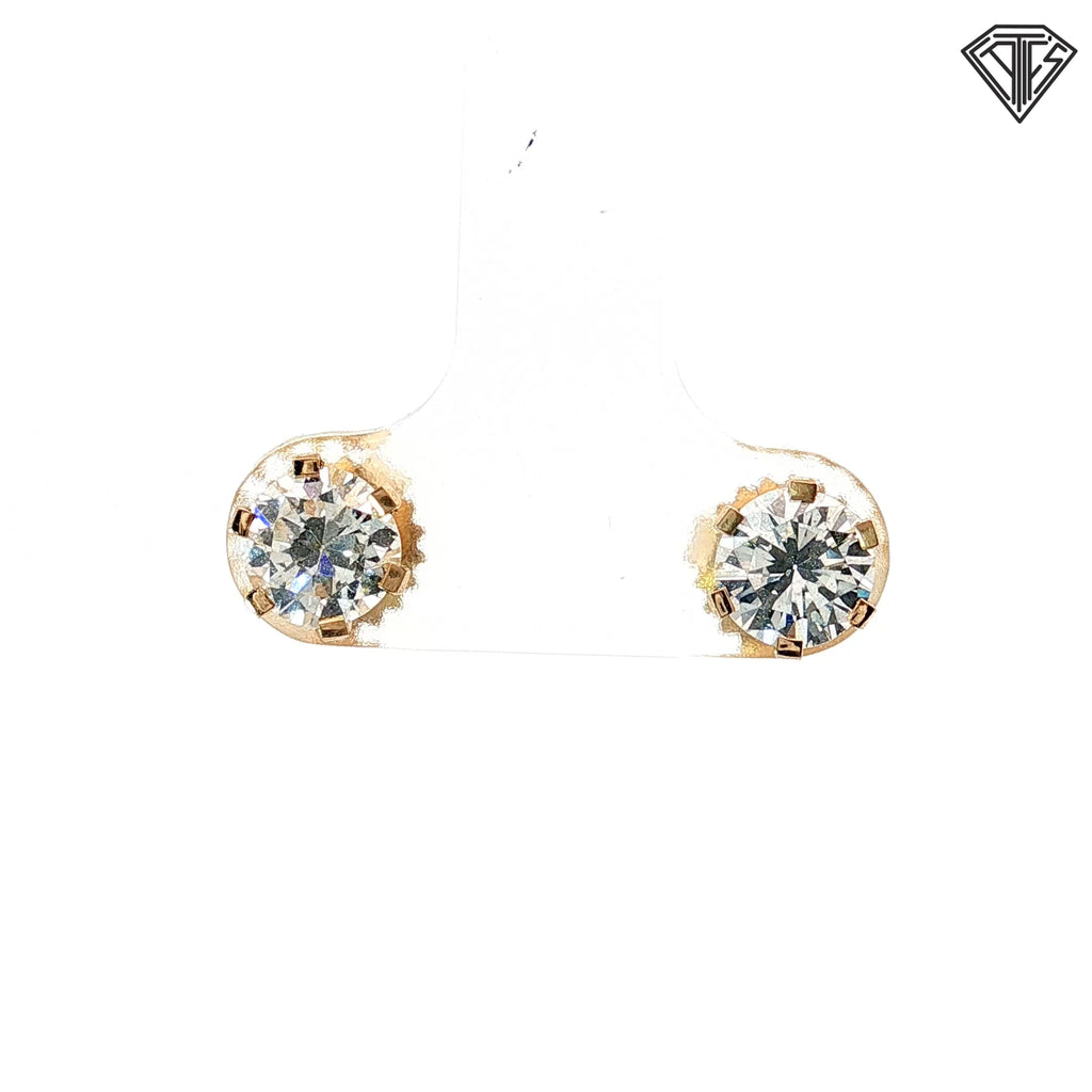 14k Yellow Gold 1.45ct H VS2 Round Diamond (6) Prong Diamond Stud Earrings