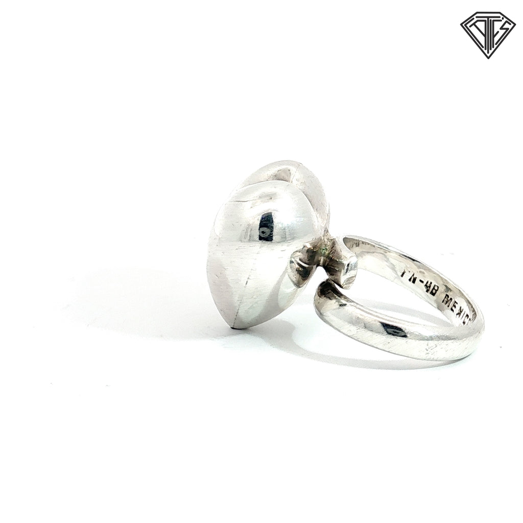Mexican Silver Puffy Heart Rattle Ring  13.5 gram Size 6