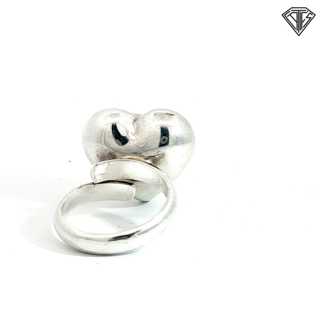 Mexican Silver Puffy Heart Rattle Ring  13.5 gram Size 6