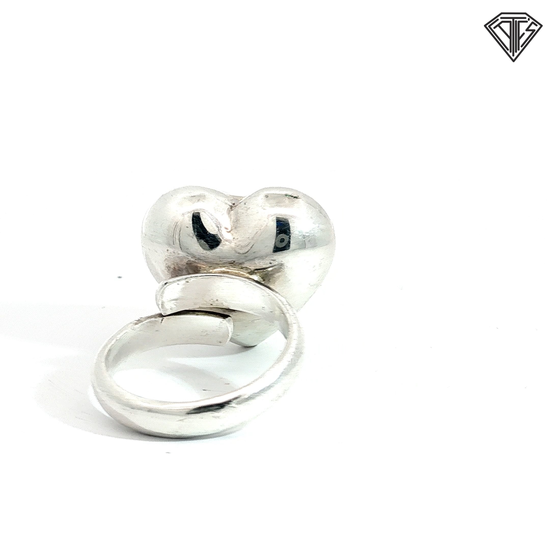 Mexican Silver Puffy Heart Rattle Ring  13.5 gram Size 6