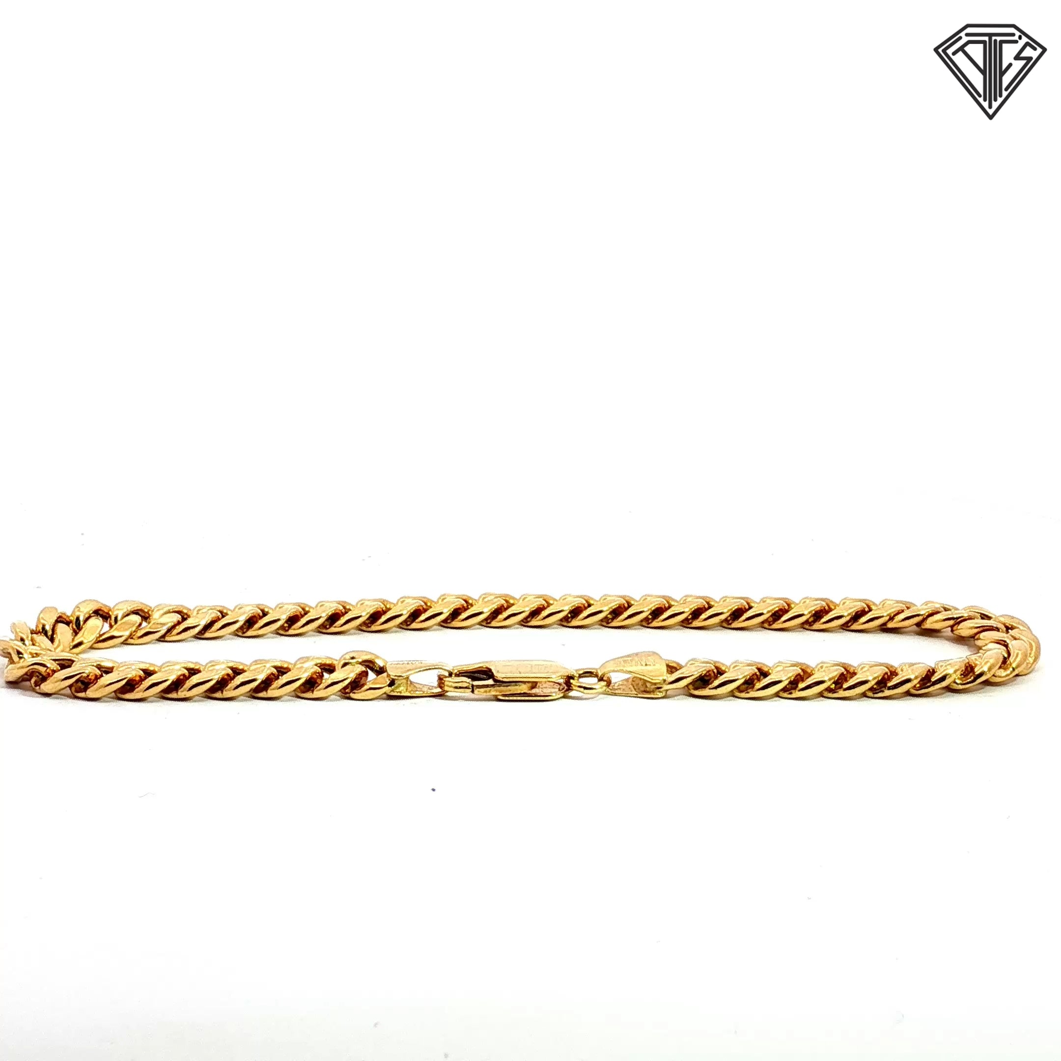 10k Yellow Gold Hollow Cuban Link Bracelet  8"inch