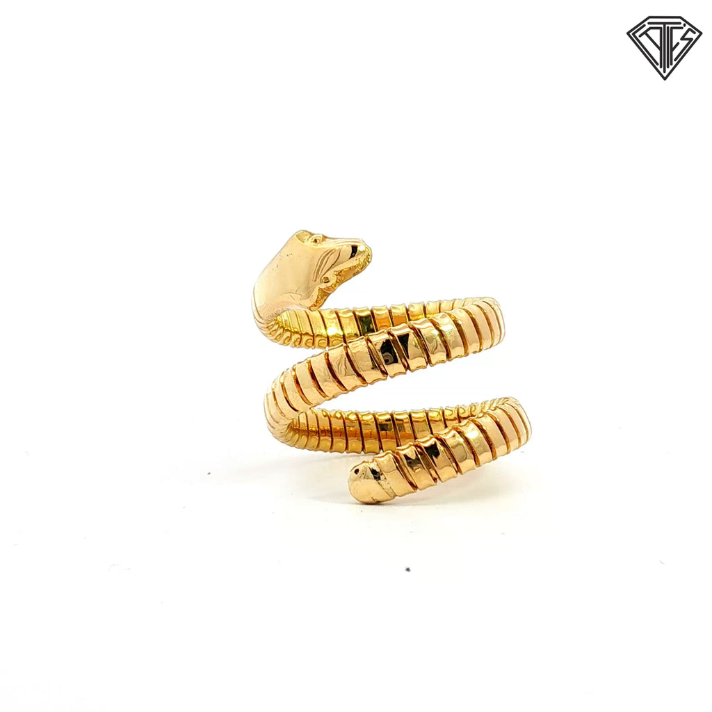 18k Yellow Gold Serpentine Flexible Snake Ring 8.3 Gram