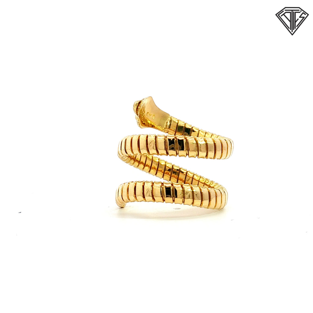 18k Yellow Gold Serpentine Flexible Snake Ring 8.3 Gram