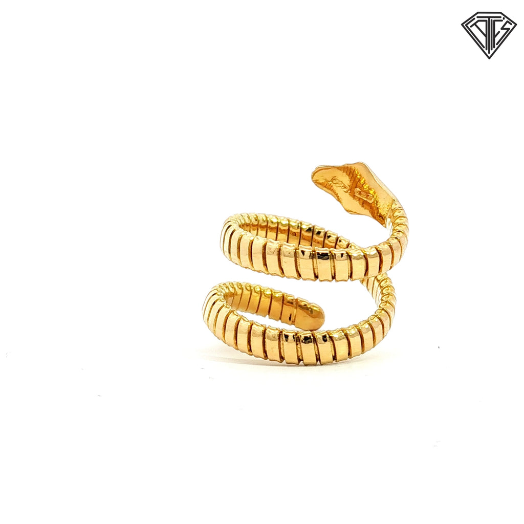 18k Yellow Gold Serpentine Flexible Snake Ring 8.3 Gram