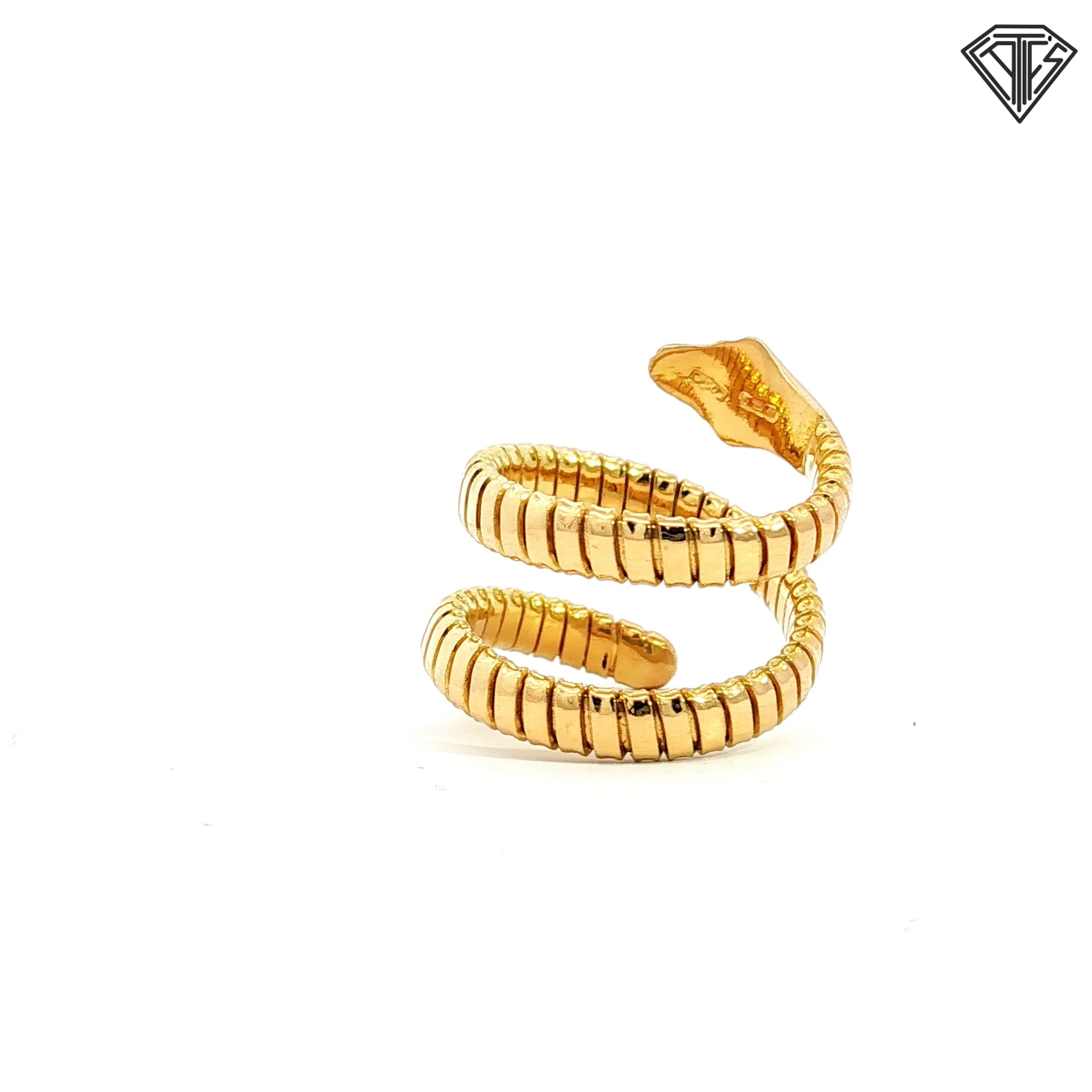 18k Yellow Gold Serpentine Flexible Snake Ring 8.3 Gram