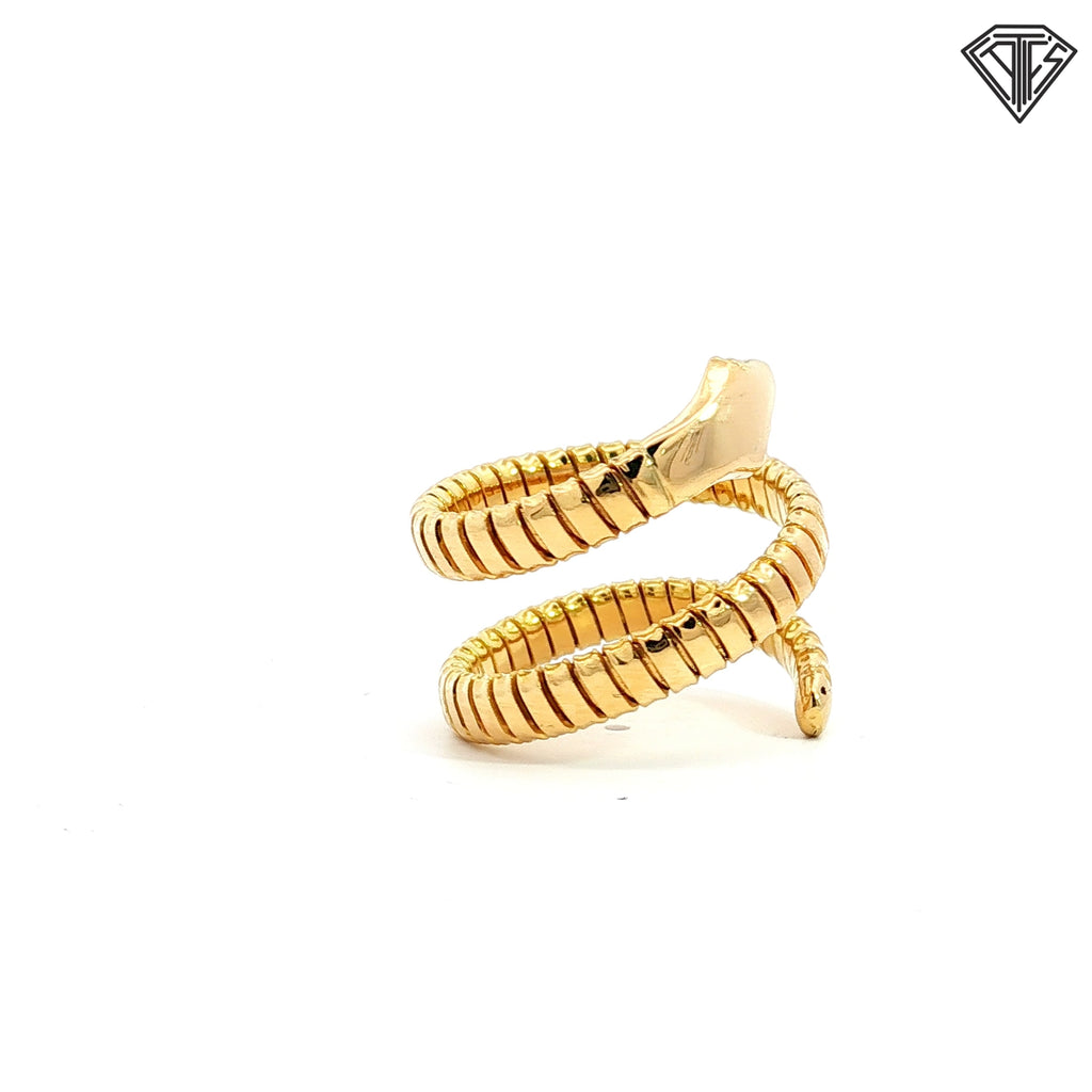 18k Yellow Gold Serpentine Flexible Snake Ring 8.3 Gram