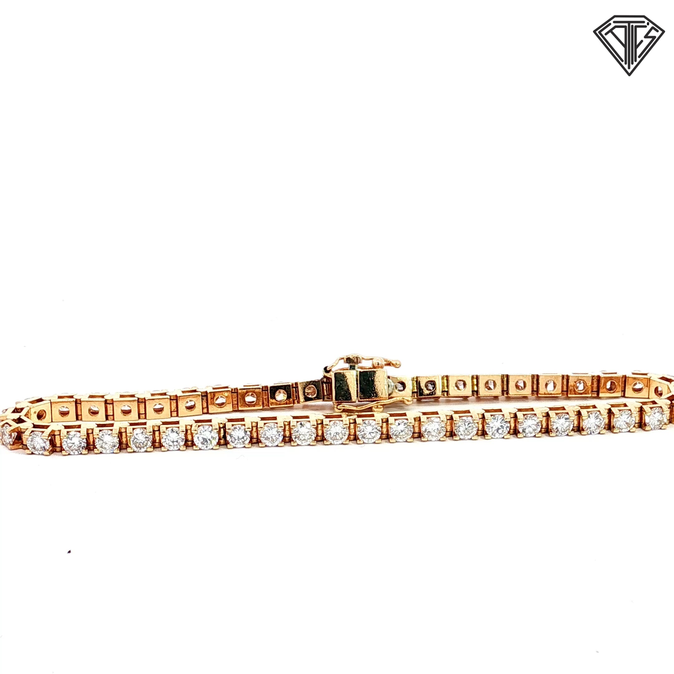 14k Yellow Gold 4.00ct F/G VS2 Round Diamond Tennis Bracelet