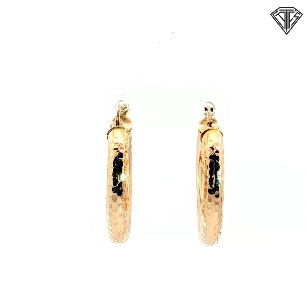 14k Yellow Gold Diamond Cut Hoop Earrings 2.3 gram 1"inch 4mm