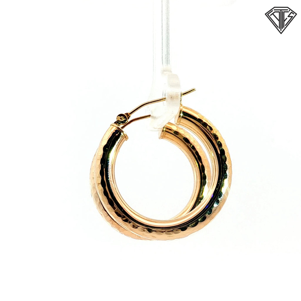 14k Yellow Gold Diamond Cut Hoop Earrings 2.3 gram 1"inch 4mm