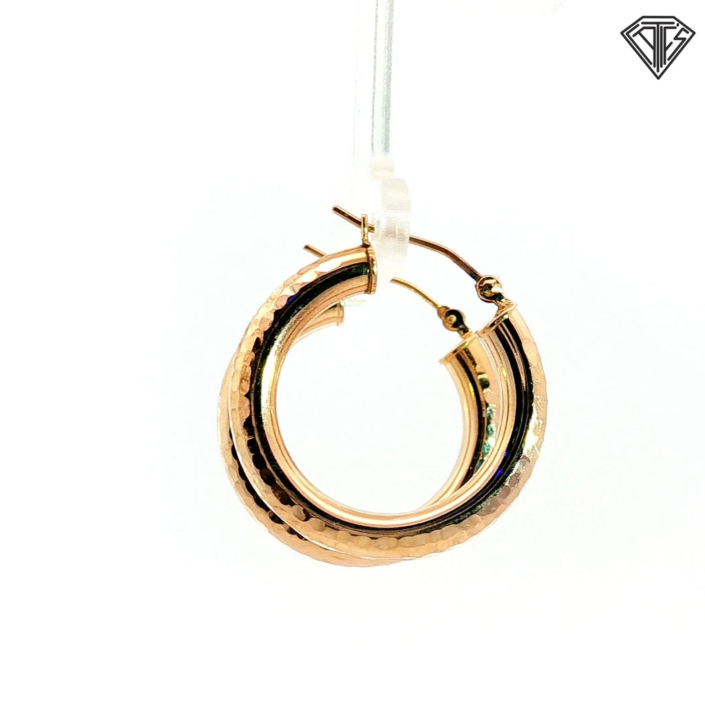 14k Yellow Gold Diamond Cut Hoop Earrings 2.3 gram 1"inch 4mm
