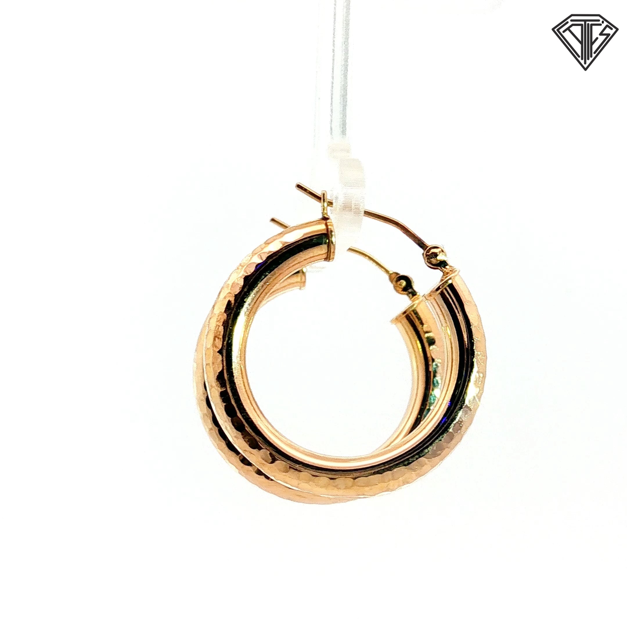 14k Yellow Gold Diamond Cut Hoop Earrings 2.3 gram 1"inch 4mm