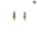 14k White and Yellow Gold 1.50ct G VS2 (3) Round Diamond Huggie Earrings 1/2" inch