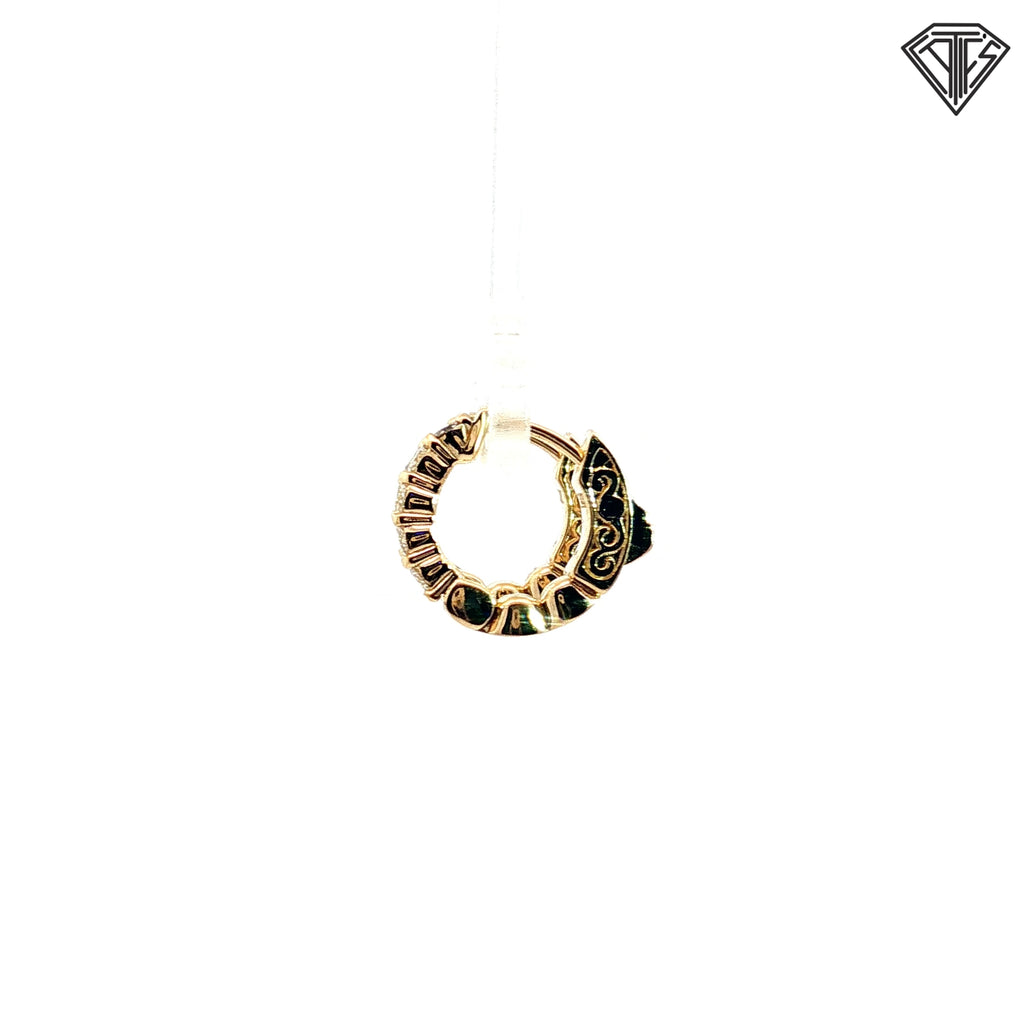 14k White and Yellow Gold .35ct G VS2 (5) Round Diamond Huggie Hoops 3/8"inch