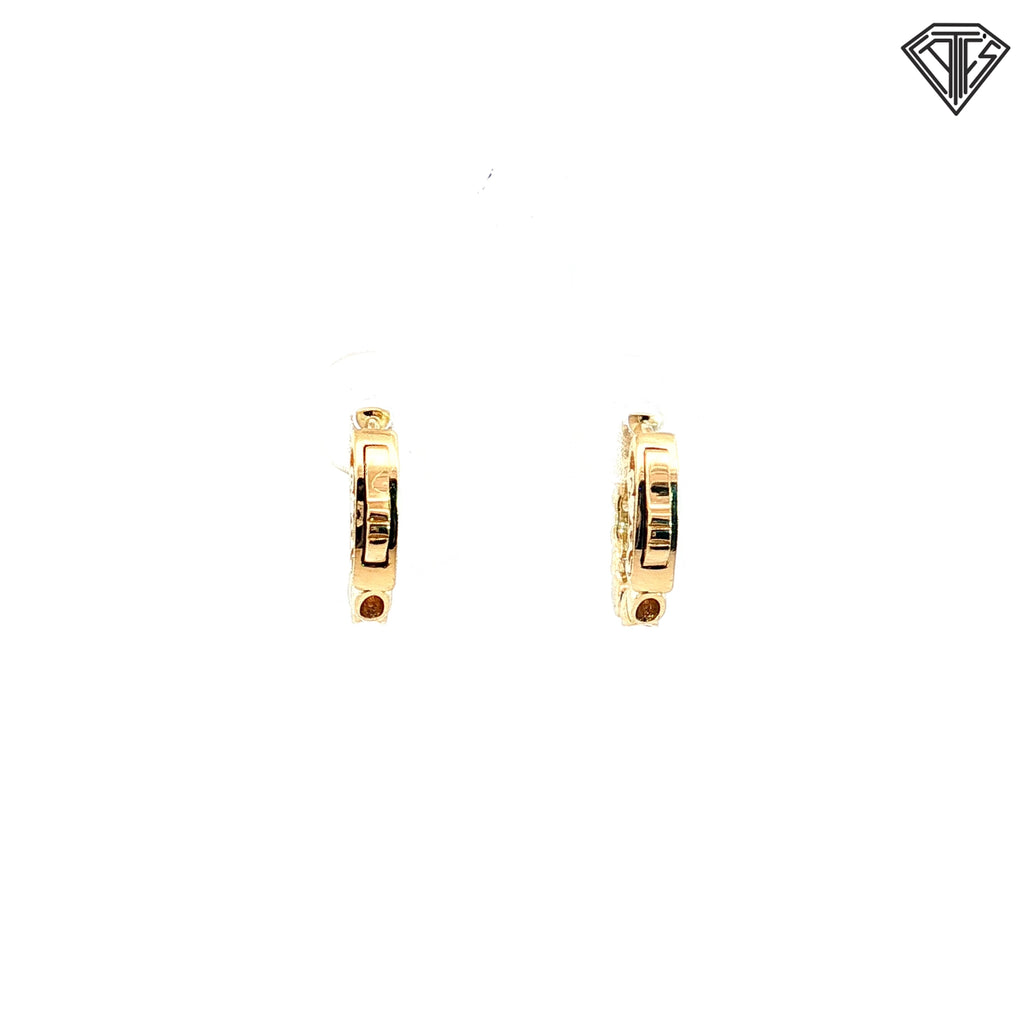 14k White and Yellow Gold .35ct G VS2 (5) Round Diamond Huggie Hoops 3/8"inch