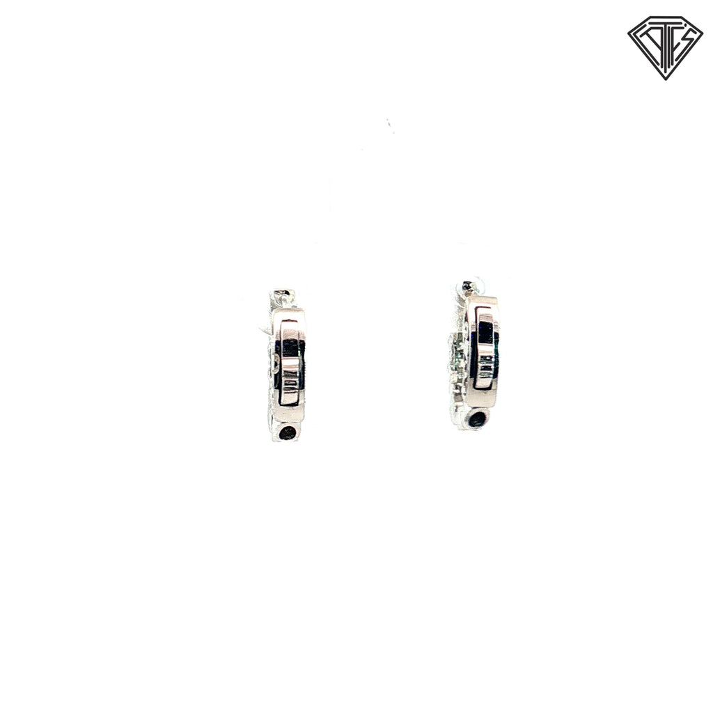 14k White and Yellow Gold .35ct G VS2 (5) Round Diamond Huggie Hoops 3/8"inch