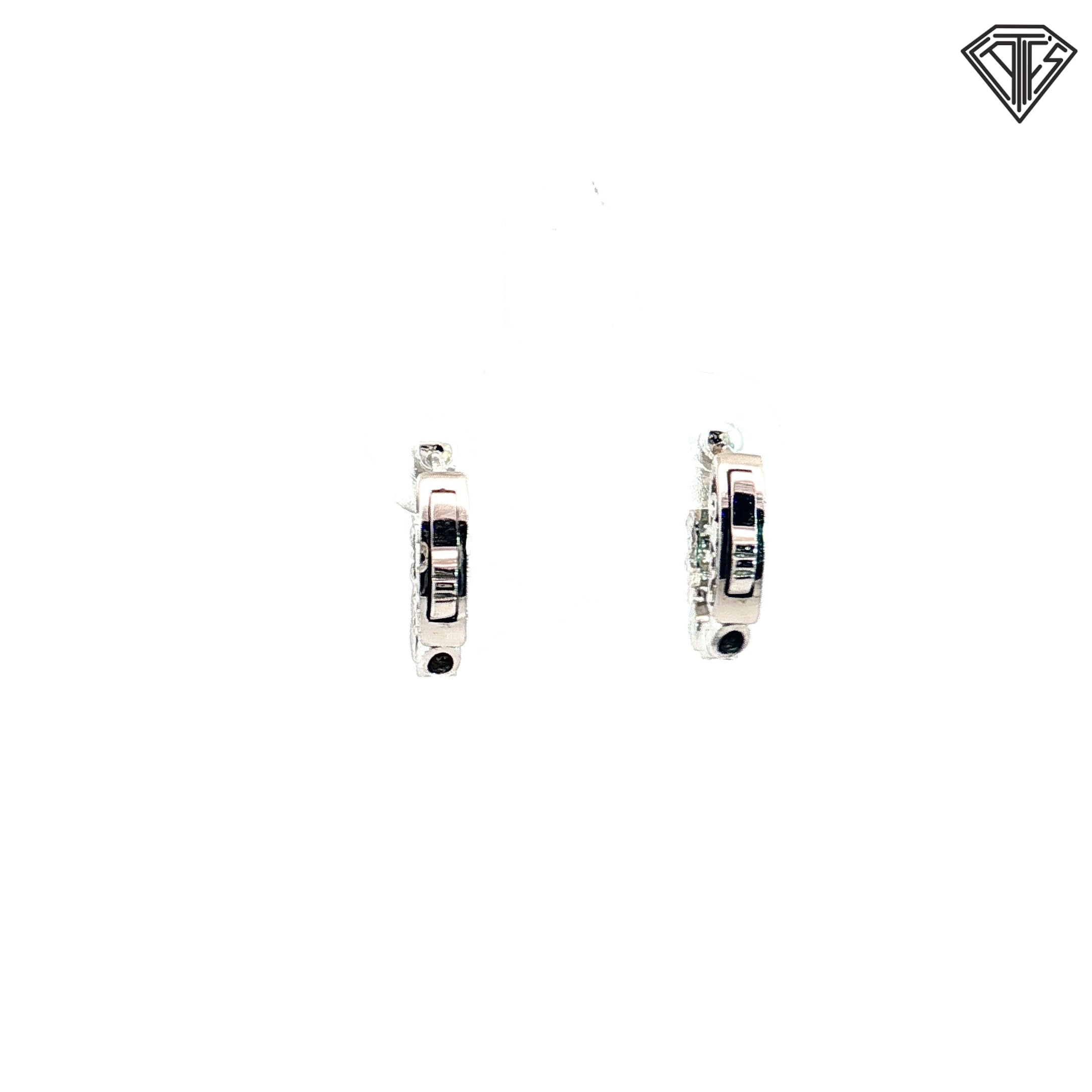 14k White and Yellow Gold .35ct G VS2 (5) Round Diamond Huggie Hoops 3/8"inch