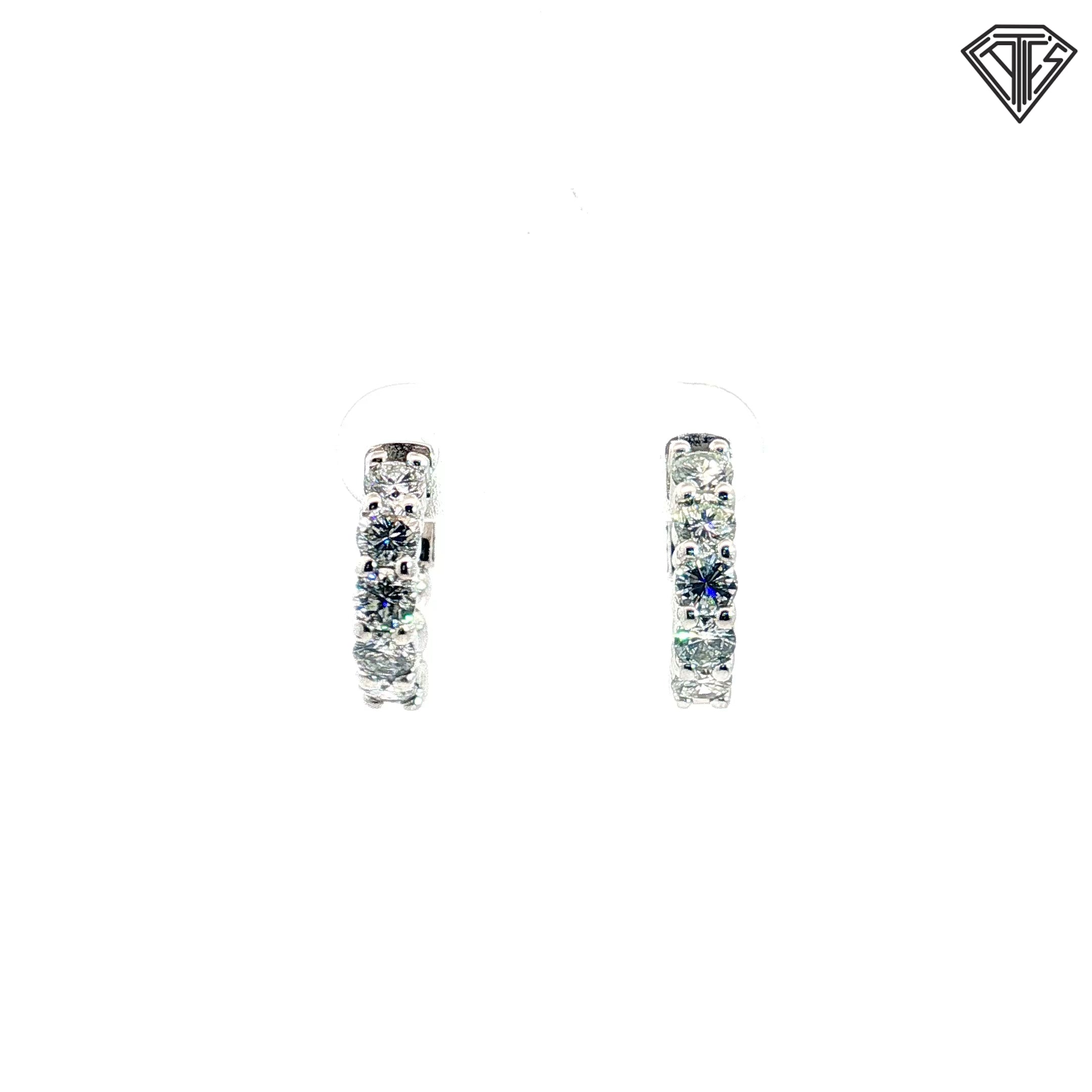 14k Yellow  Gold 1.50ct G VS2 (5) Round Diamond Huggie Hoops  1/2"inch