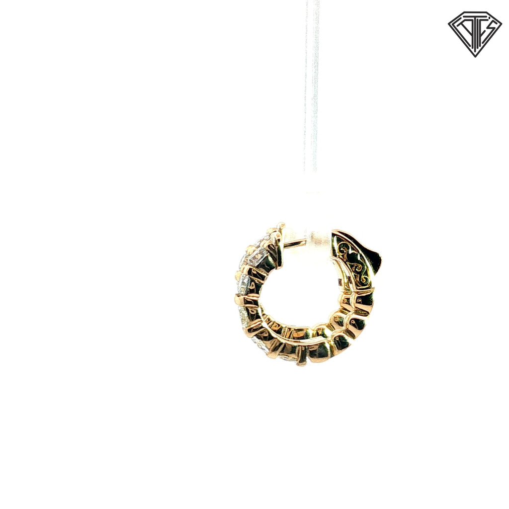 14k Yellow  Gold 1.50ct G VS2 (5) Round Diamond Huggie Hoops  1/2"inch