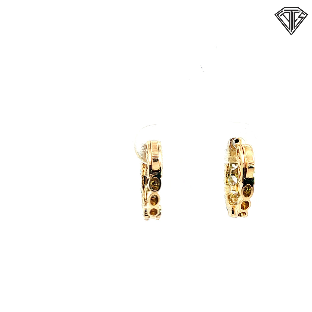 14k Yellow  Gold 1.50ct G VS2 (5) Round Diamond Huggie Hoops  1/2"inch