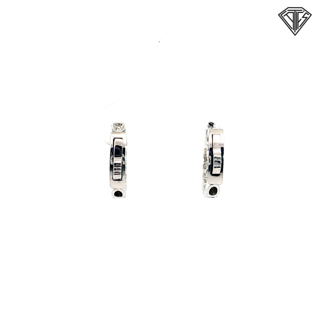 14k White and Yellow Gold .45ct G VS2 (5) Round Diamond Huggie Hoops 3/8"inch