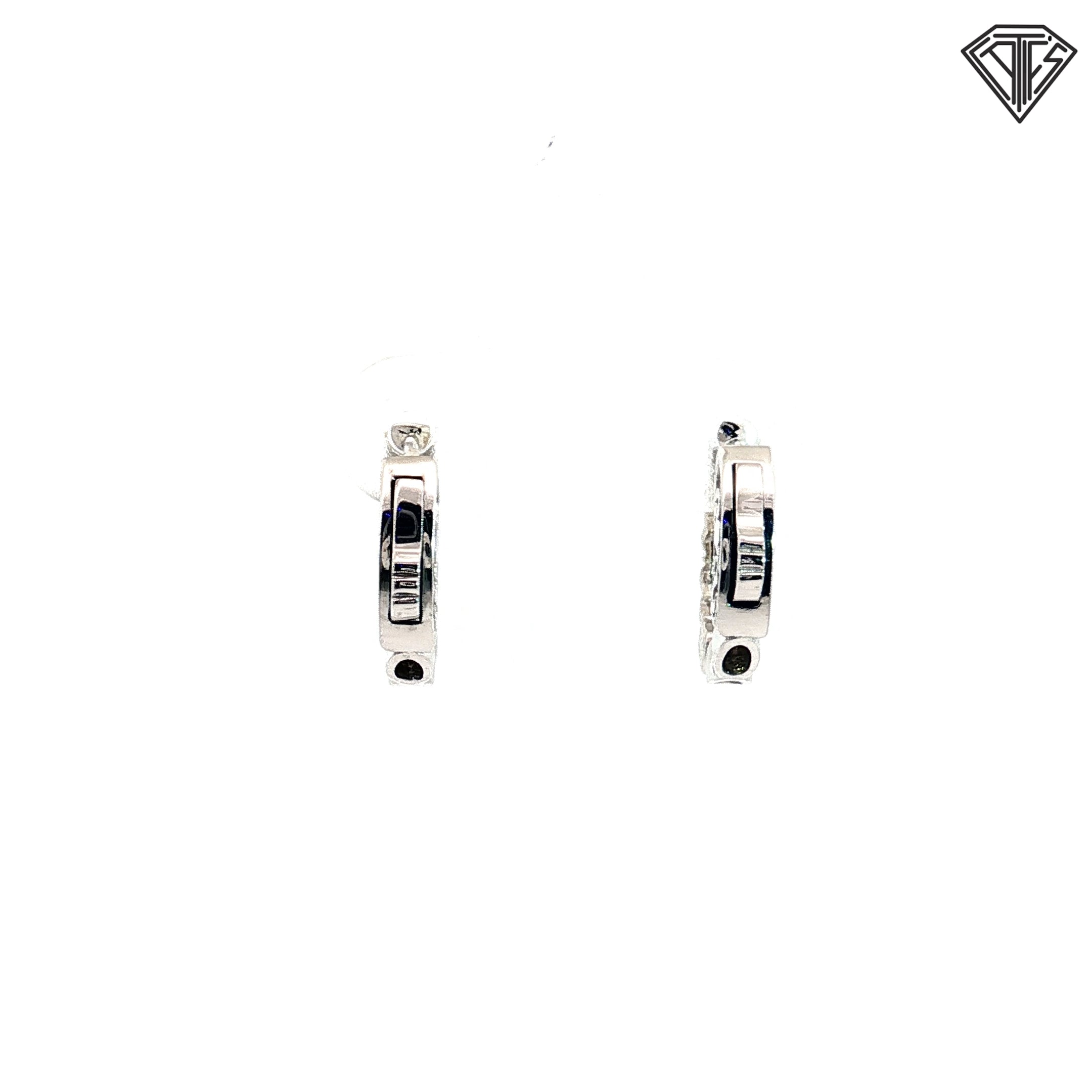 14k White and Yellow Gold .45ct G VS2 (5) Round Diamond Huggie Hoops 3/8"inch